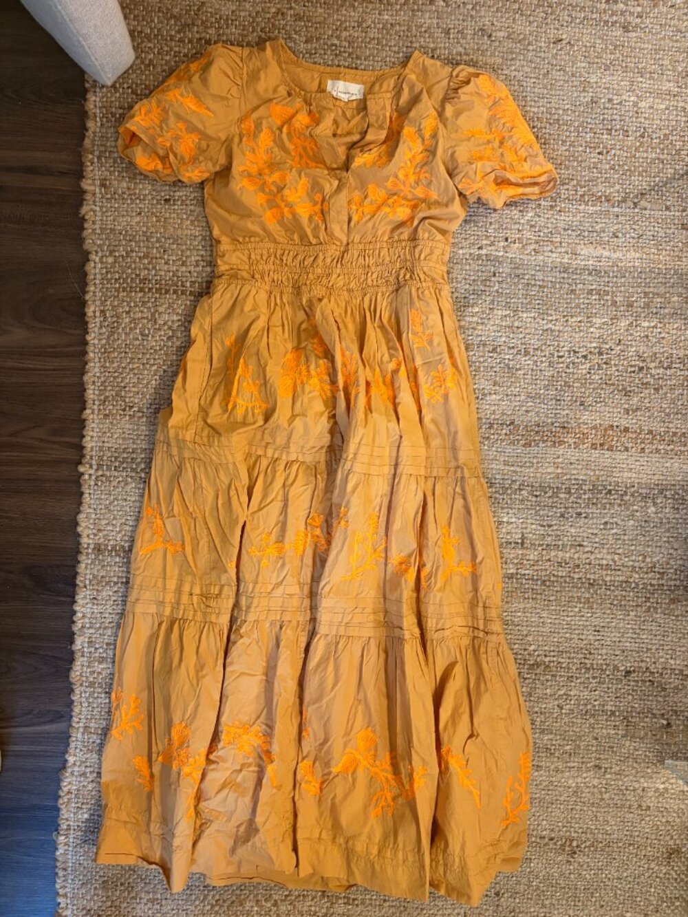 Anthropologie Tan Beige & Orange Somerset Embroidered Maxi Dress - Picture 5 of 6